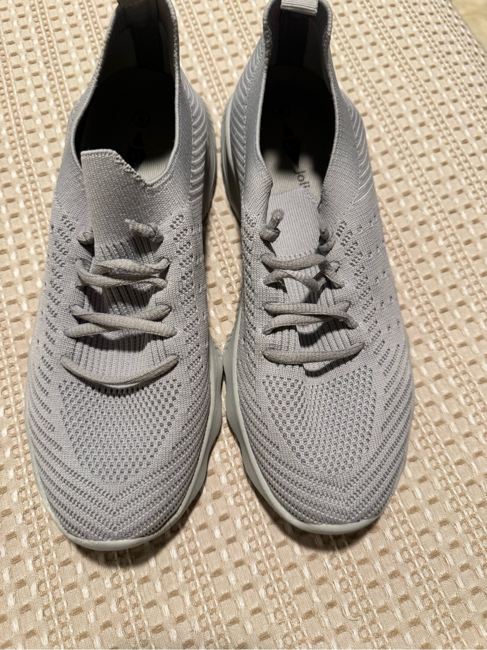 Women’s Knit Lace-Up Sneakers - Light Gray